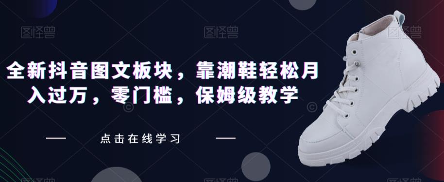 全新抖音图文板块，靠潮鞋轻松月入过万，零门槛，保姆级教学【揭秘】-升阶有道