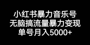 小红书暴力音乐号，无脑搞流量暴力变现，单号月入5000+-升阶有道