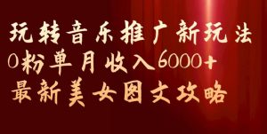 玩转音乐推广新玩法，0粉单月收入6000+，最新美女图文攻略【揭秘】-升阶有道