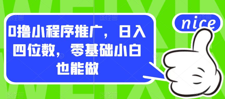 0撸小程序推广，日入四位数，零基础小白也能做【揭秘】-升阶有道