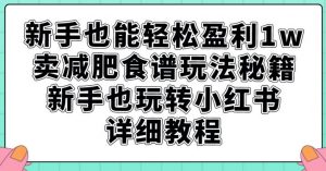 新手也能轻松盈利1w,卖减肥食谱玩法秘籍,新手也玩转小红书详细教程【揭秘】-升阶有道