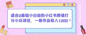适合0基础小白做的小红书颜值打分小众项目，一条作品收入1000＋【揭秘】-升阶有道