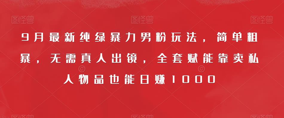 9月最新纯绿暴力男粉玩法，简单粗暴，无需真人出镜，全套赋能靠卖私人物品也能日赚1000-升阶有道
