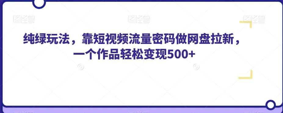 纯绿玩法，靠短视频流量密码做网盘拉新，一个作品轻松变现500+【揭秘】-升阶有道