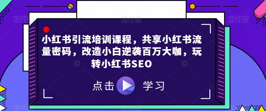 小红书引流培训课程，共享小红书流量密码，改造小白逆袭百万大咖，玩转小红书SEO-升阶有道