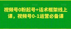 视频号0粉起号+话术框架线上课,视频号0-1运营必备课-升阶有道