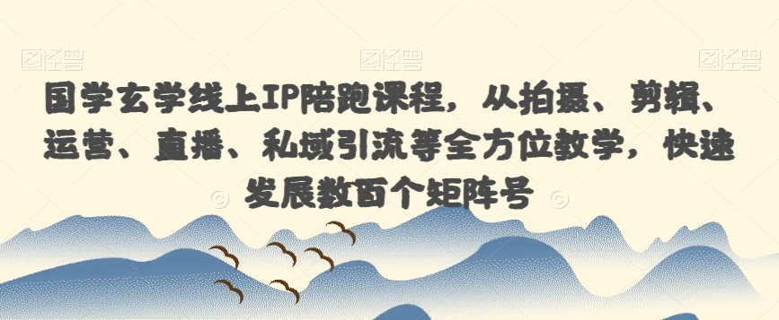 国学玄学线上IP陪跑课程，从拍摄、剪辑、运营、直播、私域引流等全方位教学，快速发展数百个矩阵号-升阶有道