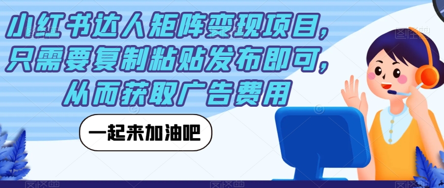 小红书达人矩阵变现项目，只需要复制粘贴发布即可，从而获取广告费用-升阶有道