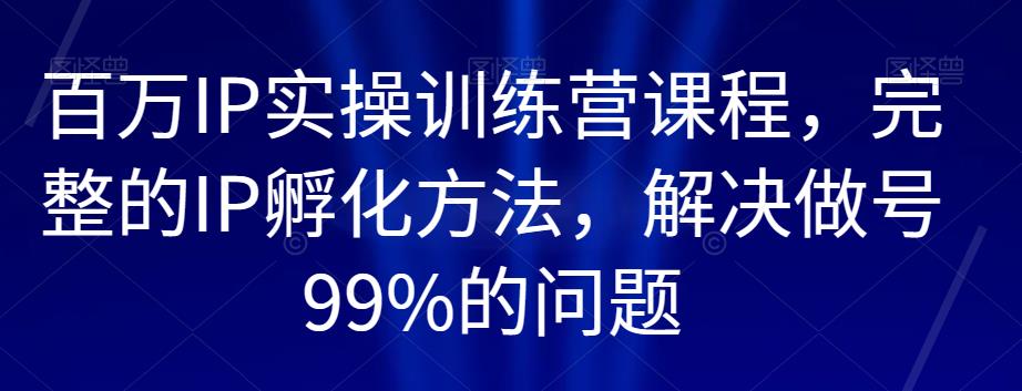百万IP实操训练营课程，完整的IP孵化方法，解决做号99%的问题-升阶有道