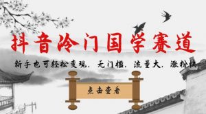 抖音冷门国学赛道，新手也可轻松变现，无门槛，流量大，涨粉快-升阶有道