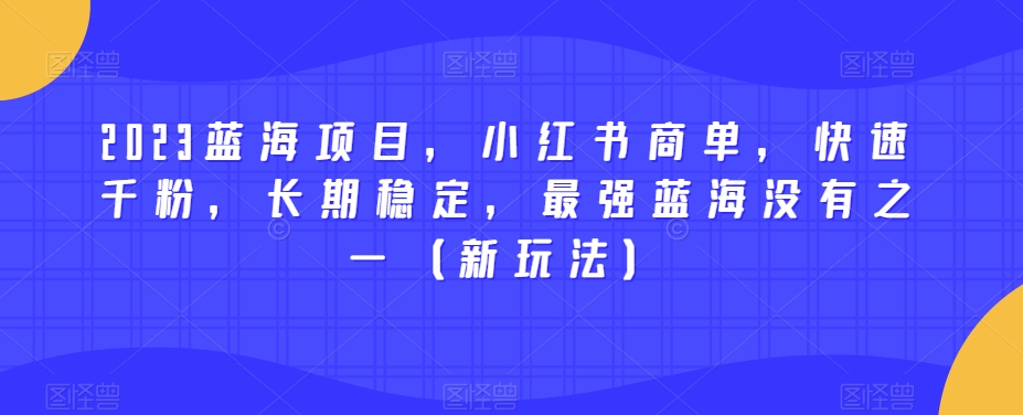 2023蓝海项目，小红书商单，快速千粉，长期稳定，最强蓝海没有之一（新玩法）-升阶有道
