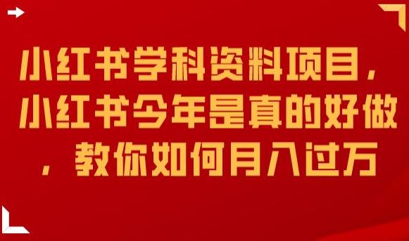 小红书学科资料项目，小红书今年是真的好做，教你如何月入过万【揭秘】-升阶有道
