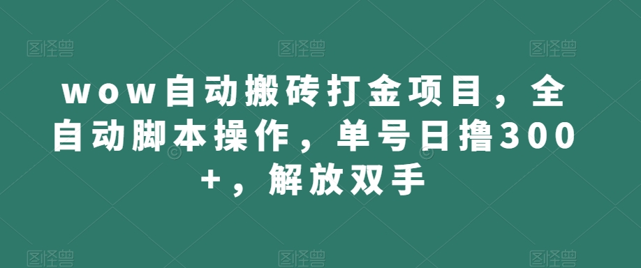 wow自动搬砖打金项目，全自动脚本操作，单号日撸300+，解放双手【揭秘】-升阶有道