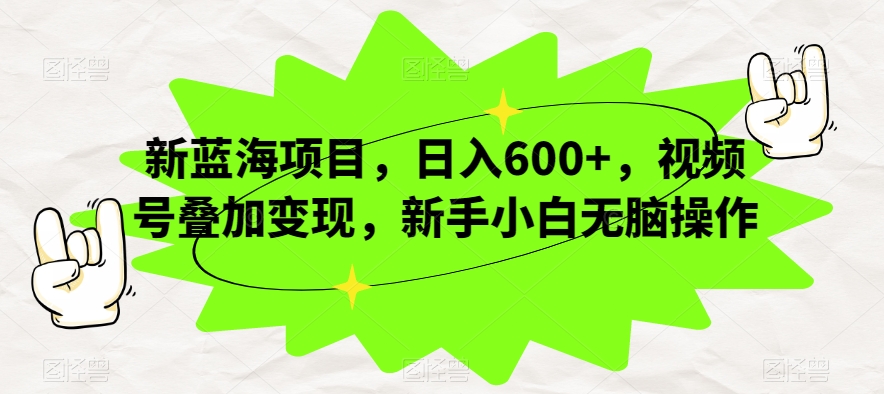 新蓝海项目，日入600+，视频号叠加变现，新手小白无脑操作【揭秘】-升阶有道