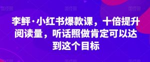 李鲆·小红书爆款课，十倍提升阅读量，听话照做肯定可以达到这个目标-升阶有道
