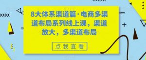 8大体系渠道篇·电商多渠道布局系列线上课，渠道放大，多渠道布局-升阶有道