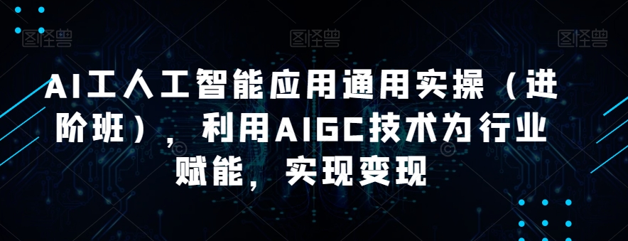 AI工人工智能应用通用实操（进阶班），利用AIGC技术为行业赋能，实现变现-升阶有道