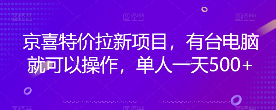京喜特价拉新新玩法，有台电脑就可以操作，单人一天500+【揭秘】-升阶有道