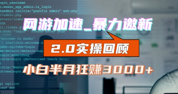 网游加速邀新，狂吃提成，适合小白，首月破千（v2.0版教程）【揭秘】-升阶有道