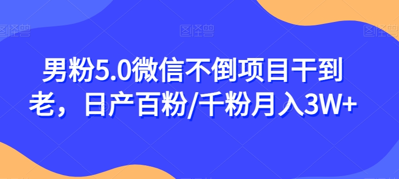 男粉5.0微信不倒项目干到老，日产百粉/千粉月入3W+【揭秘】-升阶有道