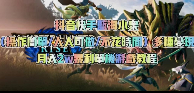 抖音快手蓝海小众（操作简单人人可做不花时间）多种变现月入2w＋暴利单机游戏教程-升阶有道