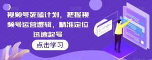 视频号死磕计划,把握视频号运营逻辑,精准定位迅速起号-升阶有道