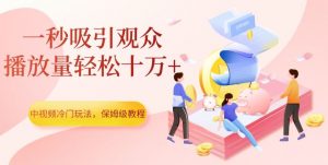 中视频冷门玩法，一秒吸引观众，播放量轻松十万+，保姆级教程【揭秘】-升阶有道