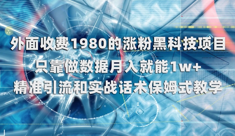 外面收费1980的涨粉黑科技项目，只靠做数据月入就能1w+【揭秘】-升阶有道