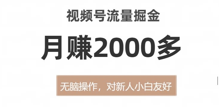 视频号流量掘金，无脑操作，对新人小白友好，月赚2000多【揭秘】-升阶有道