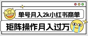 外面收费1980的小红书商单保姆级教程,单号月入2k,矩阵操作轻松月入过万-升阶有道