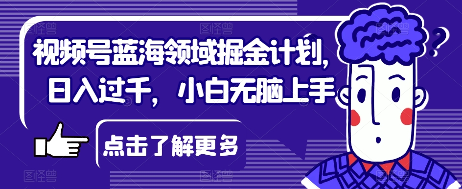 视频号蓝海领域掘金计划，日入过千，小白无脑上手【揭秘】-升阶有道