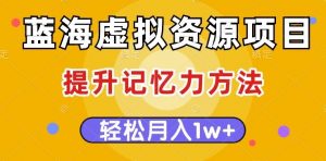蓝海虚拟资源项目,提升记忆力方法,多种变现方式,轻松月入1w+【揭秘】-升阶有道