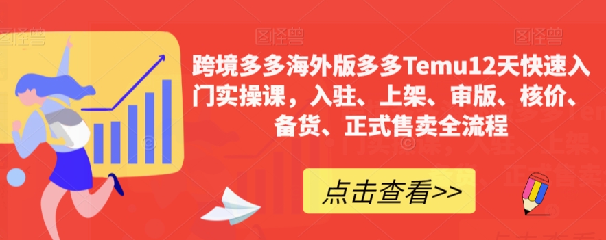 跨境多多海外版多多Temu12天快速入门实操课，入驻、上架、审版、核价、备货、正式售卖全流程-升阶有道