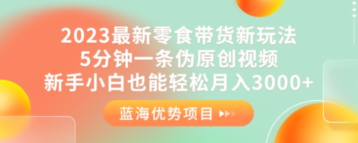 2023最新零食带货新玩法，5分钟一条伪原创视频，新手小白也能轻松月入3000+【揭秘】-升阶有道