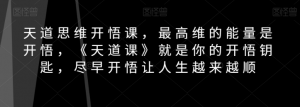 天道思维开悟课,最高维的能量是开悟,《天道课》就是你的开悟钥匙,尽早开悟让人生越来越顺-升阶有道