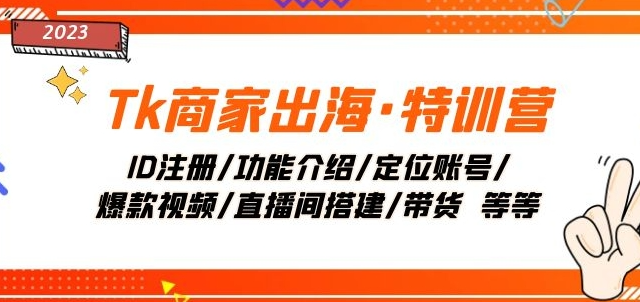 Tk商家出海·特训营：ID注册/功能介绍/定位账号/爆款视频/直播间搭建/带货-升阶有道