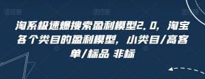 淘系极速爆搜索盈利模型2.0,淘宝各个类目的盈利模型,小类目/高客单/标品 非标-升阶有道
