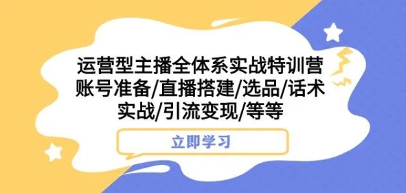 运营型主播全体系实战特训营，账号准备/直播搭建/选品/话术实战/引流变现/等等-升阶有道
