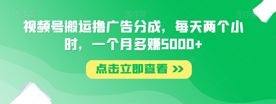 视频号搬运撸广告分成，每天两个小时，一个月多赚5000+-升阶有道