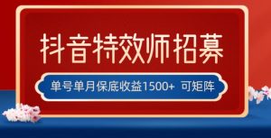 全网首发抖音特效师最新玩法,单号保底收益1500+,可多账号操作,每天操作十分钟【揭秘】-升阶有道