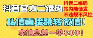 价值3000的技术!抖音二维码直跳微信!站内无限发不违规!-升阶有道