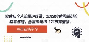 实体店个人流量IP打造,2023实体同城引流获客必听,含直播玩法(75节完整版)-升阶有道