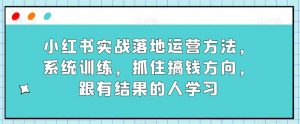 小红书实战落地运营方法，系统训练，抓住搞钱方向，跟有结果的人学习-升阶有道