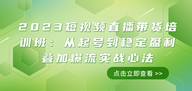 2023短视频直播带货培训班：从起号到稳定盈利叠加爆流实战心法（11节课）-升阶有道