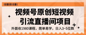 视频号原创短视频引流直播间项目,日入3~5五位数【揭秘】-升阶有道