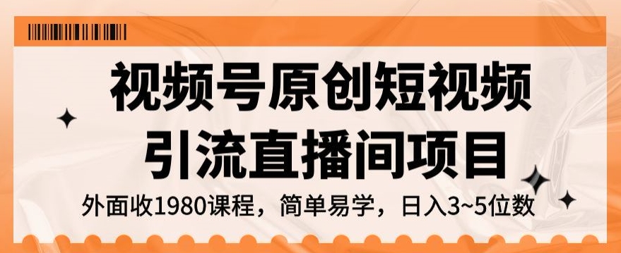 视频号原创短视频引流直播间项目，日入3~5五位数【揭秘】-升阶有道