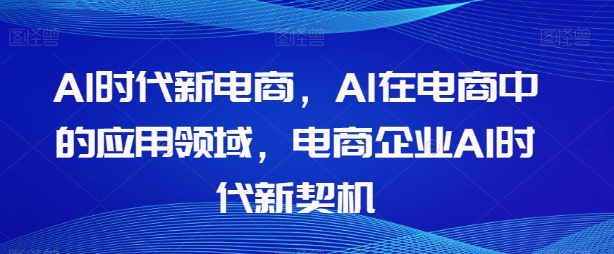Al时代新电商，Al在电商中的应用领域，电商企业AI时代新契机-升阶有道