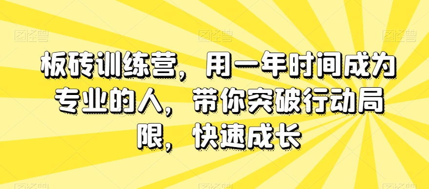 板砖训练营，用一年时间成为专业的人，带你突破行动局限，快速成长-升阶有道