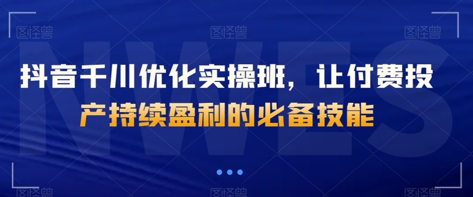 抖音千川优化实操班，让付费投产持续盈利的必备技能-升阶有道
