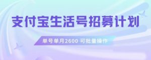 支付宝生活号作者招募计划，单号单月2600，可批量去做，工作室一人一个月轻松1w+【揭秘】-升阶有道